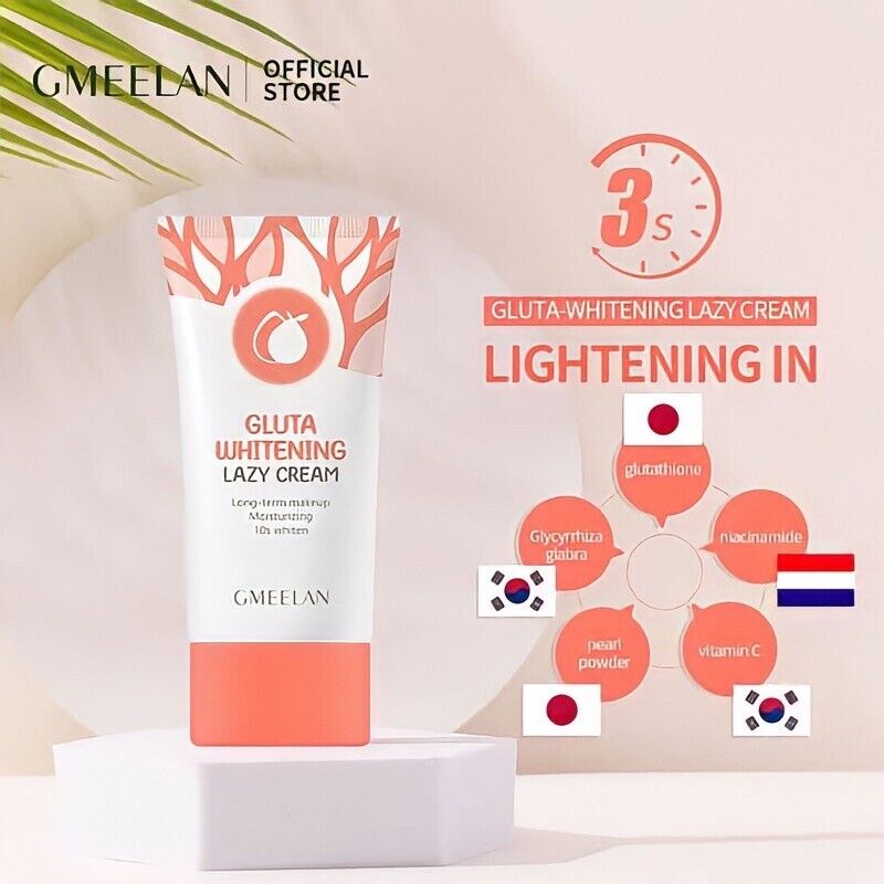 GMEELAN Gluta Whitening Lazy Cream Long Make Up Bright Skin Moisturizing 30G