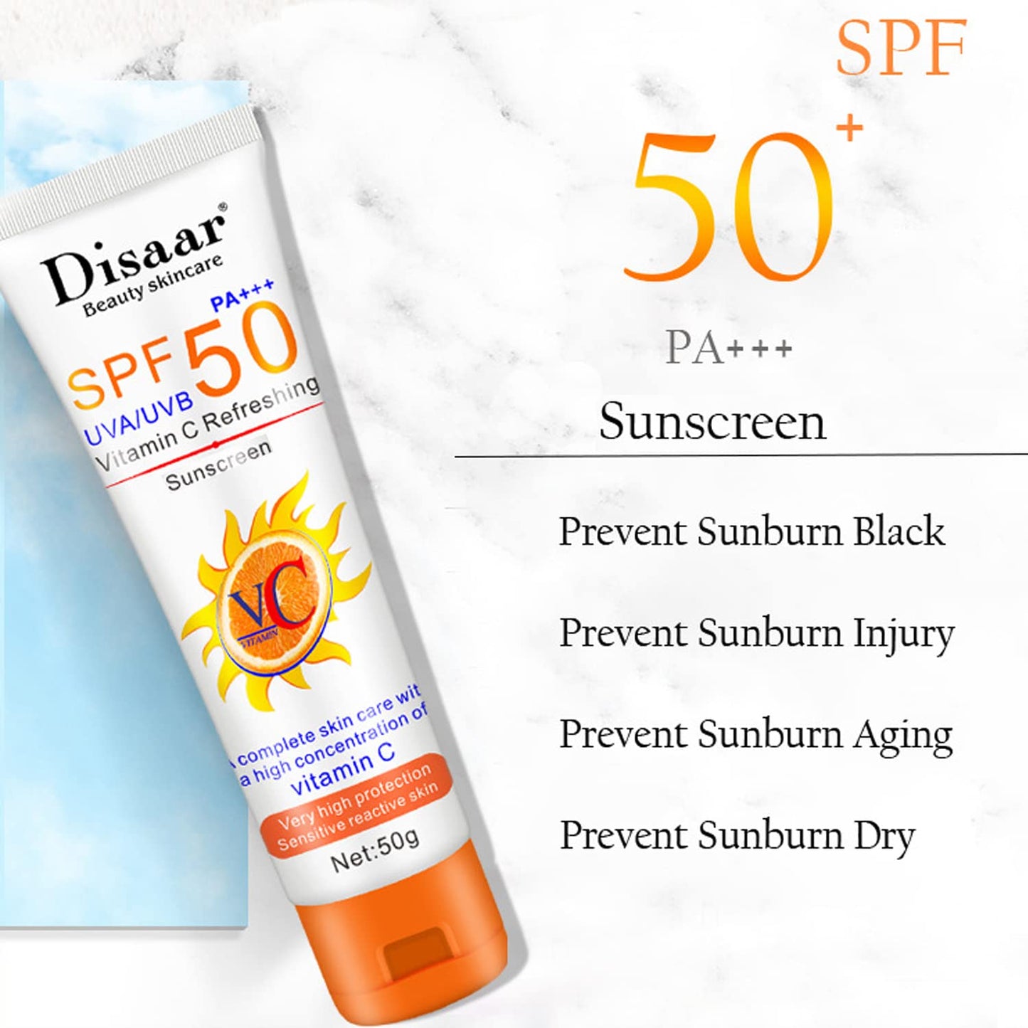 Disaar Spf50 Vitamin C Refreshing Whitening Sun Cream - 50g