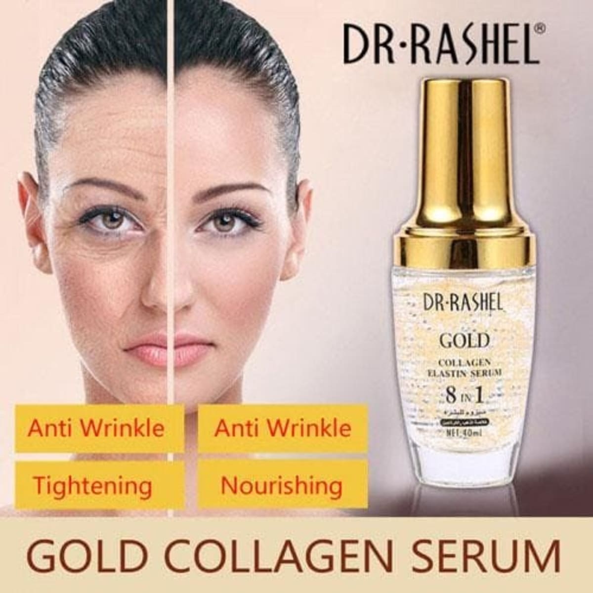 Dr.Rashel Gold Collagen Elastin Serum 8 In 1 Face Serum - 40ml