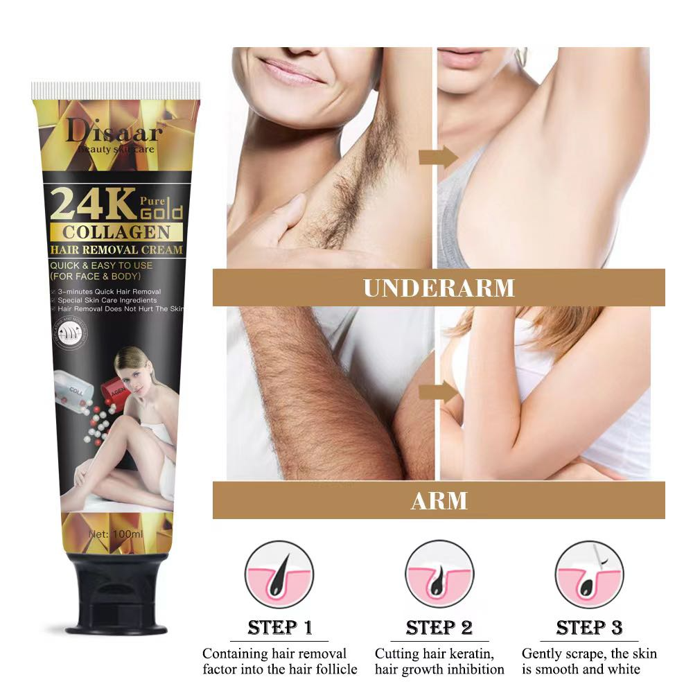 Disaar 24k Pure Gold Collegen Hair Removal Cream - 100ml